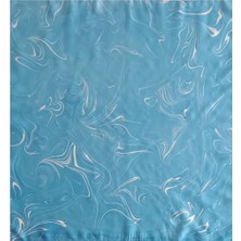 ElifEbru Exclusive Handicrafts Ebru Sanatı El Yapımı Kadın Mavi Beyaz Ipek Fular Krf 30