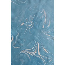 ElifEbru Exclusive Handicrafts Ebru Sanatı El Yapımı Kadın Mavi Beyaz Ipek Fular Krf 30