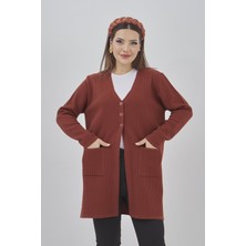 Fresh Moda Kadın Araboy Triko Mevsimlik Cepli Esnek Likralı Hırka