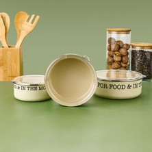 Mien 3'lü Emaye Saklama Kabı - Krem