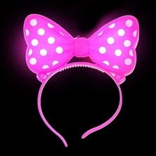 2 Adet Minnie Mouse Işıklı Taç Pembe Miki Taç Pembe Işıklı Taç Pink Headband LED Light Pembe Taç