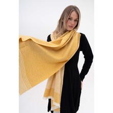 Ince  Desenli Kaşmir %100 Viscose Sarı-Krem Şal