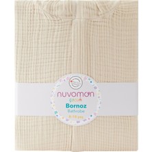 Nuvomon 4 Kat Müslin Çocuk Bornozu - Ekru - 8-10 Yaş