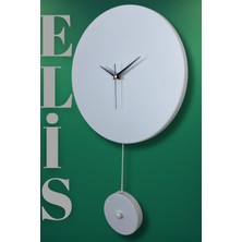 MOOCLOCK Elis Model Modern Dekoratif Metal Sıvama Akar Sessiz Mekanizmalı Duvar Saati (30*30 cm ) (Sarkaç Şeklinde Süs Ayarlanabilir)