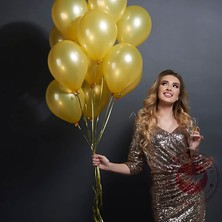 Vıp Deluxe 25 Pcs Shıny Metallıc Gold Balloon 1.kalite Parlak Metalik Gold Balon Helyum Gazı Uyumlu