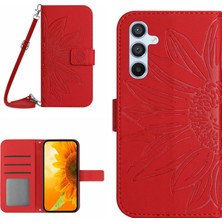 Cool-M Case Samsung Galaxy A15 4g Kılıf Sunflower Baskı Cüzdan Kapağı Kayışlı (Yurt Dışından)