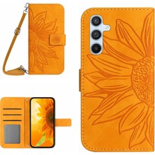 Cool-M Case Samsung Galaxy A15 4g Kılıf Sunflower Baskı Cüzdan Kapağı Kayışlı (Yurt Dışından)