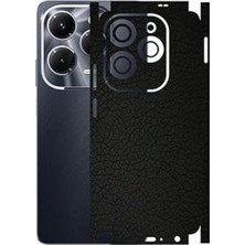 ECR MOBILE Infinix Hot 40 ile Uyumlu Deri Desenli Siyah Arka Kaplama