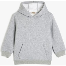 Kanguru Cepli Uzun Kollu Basic Kapşonlu Sweatshirt