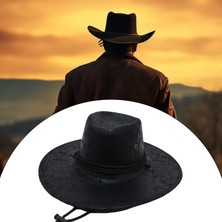 Burake Batı Kovboy Şapkası Erkek Yaz Açık Hava Güneşlik Şapka Kamp Sokak Seyahat Siyah (Yurt Dışından)
