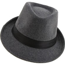 Enjoybuy Vintage Yünlü Ş Ş Kış Fedora Trilby Panama Ş Gangster Gri (Yurt Dışından)