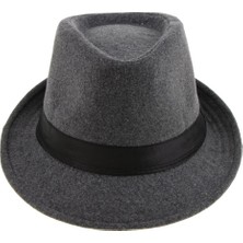 Enjoybuy Vintage Yünlü Ş Ş Kış Fedora Trilby Panama Ş Gangster Gri (Yurt Dışından)