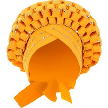 Baoblaze Afrika Türban Başörtüsü Şal Örgü Saç Örtüsü Düğün Düğüm Ş Kı Sarı (Yurt Dışından)