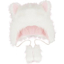 Manual Kedi Peluş Şapka Unısex Mexar Kış Kışında Daylı Boy Girl Dış Mekan Cosplay Pembesi (Yurt Dışından)