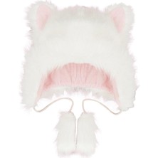 Manual Kedi Peluş Şapka Unısex Mexar Kış Kışında Daylı Boy Girl Dış Mekan Cosplay Pembesi (Yurt Dışından)
