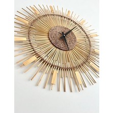 60 cm  El Yapımı Bohem Tarz Doğal Bambu Rattan Duvar Saati