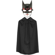 Batman Maskesi Cat Woman ve Batman Pelerini 90 cm Siyah Renk Set