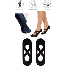 Maruf Shop 2 Adet Bayan Kaydırmaz Tabanlı Yoga Pilates Fitness Dans ve Spor Çorabı
