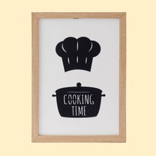 Özverler Cooking Time Ahşap Çerçeveli Tablo - Beyaz - 25 x 35  cm