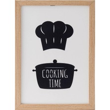 Özverler Cooking Time Ahşap Çerçeveli Tablo - Beyaz - 25 x 35  cm