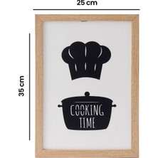 Özverler Cooking Time Ahşap Çerçeveli Tablo - Beyaz - 25 x 35  cm