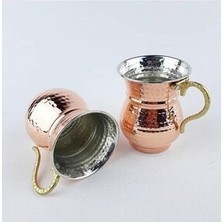 Kelebekev Dövme Bakır Ayran Bardağı 2 Adet Bakır Kupa Seti 195 ml Hacim ile Şık Sunum