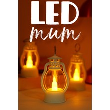 Telvesse 3 Adet LED Mum Mini Kamp Tipi Pil Dahil Dumansız Alev Ledli Yapay Dekoratif Mum Işığı Beyaz PT430