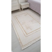 Aatoliarugs Sıla Gold Halı Krem Halı Çerçeveli Desen Kalın Halı Triko Akrilik Halı Yumuşak Halı Salon Halı Oturma Odası Halısı 156*230  cm
