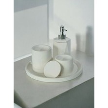 Kırık Beyaz Beton Banyo Seti 4 Lü