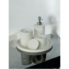 Kırık Beyaz Beton Banyo Seti 4 Lü