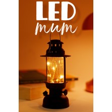 Telvesse LED Mum Kamp Lambası Tipi Pil Dahil Dumansız Alev Ledli Yapay Dekoratif Mum Dekor Işığı Siyah PT437