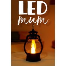 Telvesse LED Mum Mini Kamp Tipi Pil Dahil Dumansız Alev Ledli Yapay Dekoratif Mum Dekor Işığı Siyah PT430