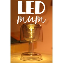 Telvesse LED Mum Iskandinav Tip Pil Dahil Dumansız Alev Ledli Yapay Dekoratif Mum Dekor Işığı Füme PT428