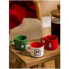 Karışık Baskılı Baskılı Seramik Kupa Seti 3'lü 184 ml