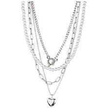 Kalp Detay Inci Çoklu Zincir Kolye Set