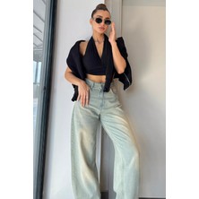 Gülseli Yüksek Bel Kemer Detaylı Kadın Jean Kot Pantolon