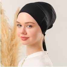 Melodi Scarf Kadın Tesettür Silikonlu Kaymayan Kaymaz Bone Siyah