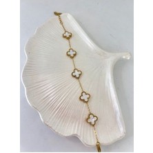 Van Cleef Yonca Celik Zincir Gold  Beyaz Bileklik