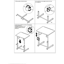 Depolife Tekerlekli Notebook Laptop Bilgisayar Ders Çalışma Masası Eğim ve Yükseklik Ayarlı Akrobat Servis Masası