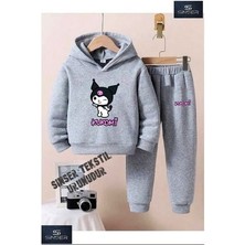 Kapşonlu Çocuk Kuromı Baskılı Eşofman Takımı