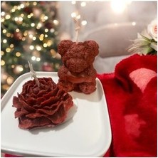 Ayıcık ve Gül Figürlü Vanilya Kokulu Mum