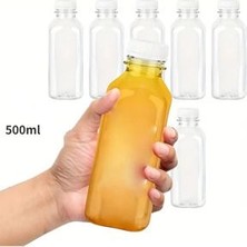 12 Adet 500ML Detox Meyve Suları Smoothie'ler Diyet Sporcu Içeceği Pet Şişesi Kilitli Kapak(Şişe)