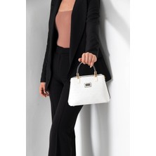 Silver & Polo Silver Polo Beyaz - Beyaz Logolu Kadın El Çantası SP987