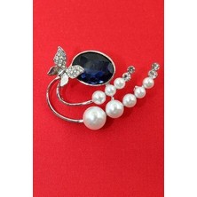 Keeba Mucizevi dönüşüm kelebek broş Safir mavisi pırlanta taşlı incili gümüş renk yaka iğnesi kadın broş