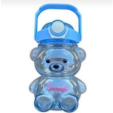 Broadway Mavi Smile Ayıcıklı Şeffaf Renkli 800 ml Matara Su Şişesi
