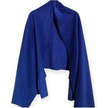 Saks Mavisi Kışlık Polar Omuz Şalı Yumuşak Dokulu Kalın Omuz Şal Atkı Cafe-Restaurant-Otel Şal