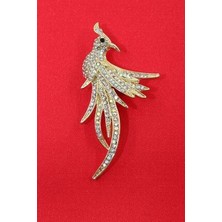 Keeba Küllerinden doğan asalet Anka kuşu kadın broş gold taşlı tasarım yaka iğnesi