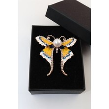 Keeba Kendi hikayeni kanatlandır Kelebek broş lüks gold taşlı incili kadın yaka iğnesi