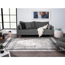 Aatoliarugs Dream Gri Halı Eskitme Geometrik Detaylı Kenar Çerçeveli Akrilik Modern Salon ve Oturma Odası Halısı