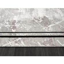 Aatoliarugs Dream Gri Halı Eskitme Geometrik Detaylı Kenar Çerçeveli Akrilik Modern Salon ve Oturma Odası Halısı